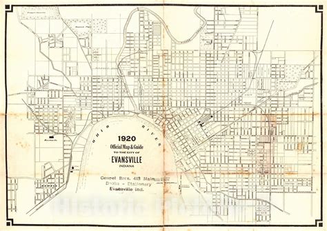 Historic Map 1920 Offical Map And Guide To The City Of Evansville