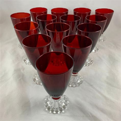 Midcentury Boopie Royal Ruby Red And Colorless Footed Hocking Glass Goblets S 14 At 1stdibs