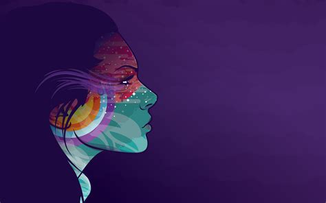 Wallpaper Face Illustration Women Abstract Artwork Purple Background Profile Blue
