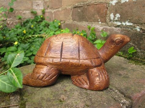 Hand Carved Wooden Turtle Wood Sculpture Figurine Statue Carving Folk