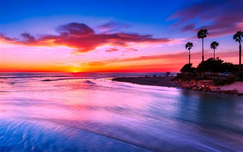 Download X Wallpaper California Beach Sunset Evening Nature Yellow Skyline