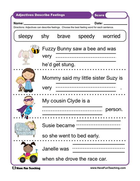 adjectives worksheets have fun teaching