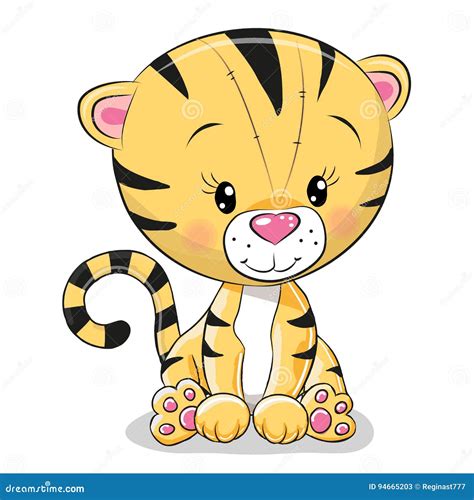 动画片逗人喜爱的老虎 向量例证 插画 包括有 图画 投反对票 老虎 空白 颜色 例证 婴孩 94665203