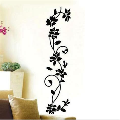 Maaryee 30x105cm Vine Flower Wall Sticker Vinyl Removable Black Blossom