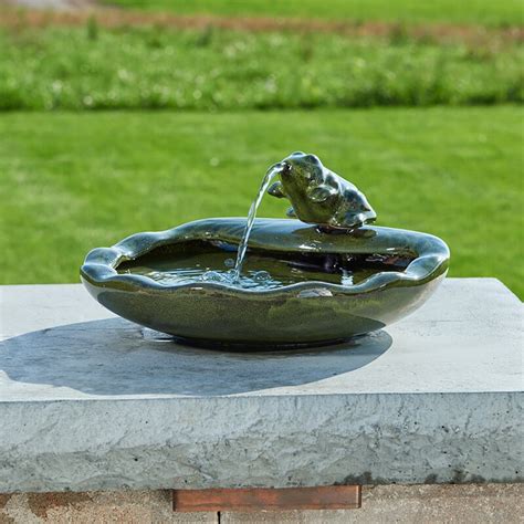 Smart Solar Ceramic Solar Water Features Frog Fountain And Reviews Wayfair