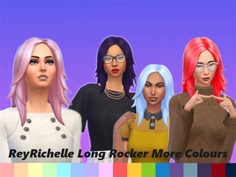 The Sims Resource Long Rocker Hair More Colours