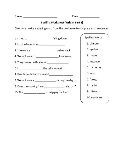 6th Grade Spelling Worksheets Math Worksheets Grade 6