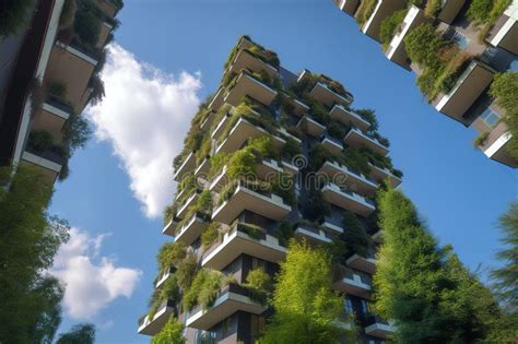 Bosco Verticale Vertical Forest In Milan City Italy Generative Ai