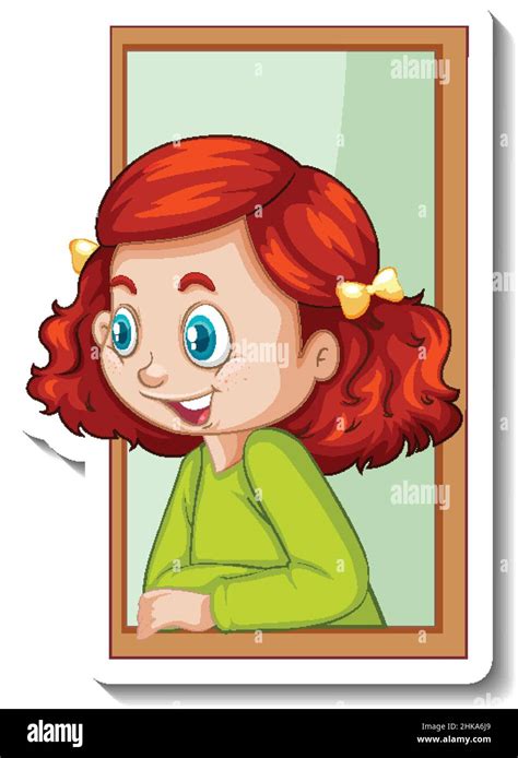 A Girl Looking Out Window Cartoon Character Illustration Stock Vector