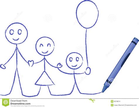 Maybe you would like to learn more about one of these? Crayon Drawing Of A Family - Vector Illustration Stock ...