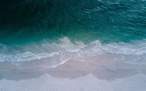 Download 3840x2400 Beach Calm Sea Sea Waves Aerial View 4k Wallpaper