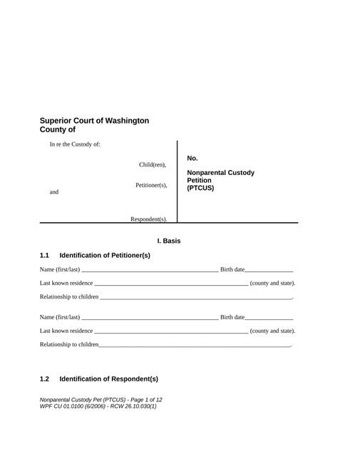 Washington Nonparental Custody Form Fill Out And Sign Printable Pdf