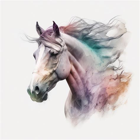 Cavalo Aquarela Arte Pastel Foto Premium
