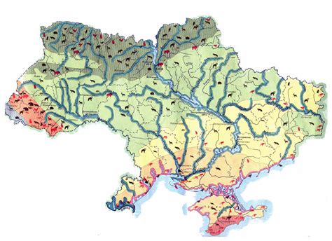 В украине сохранились останки древних эпох. Подробная карта животных Украины (карта фауны Украины ...