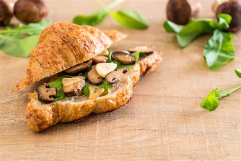 Mushroom Croissant Sandwich Stock Image Image Of Lifestyle Homemade