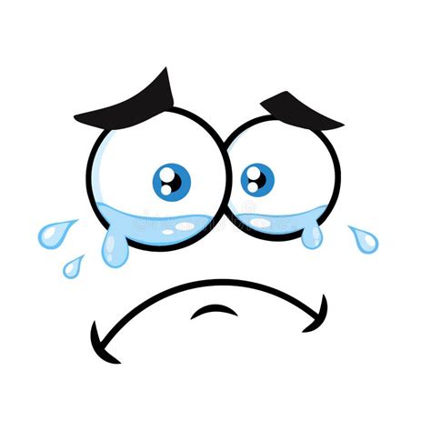 Crying Cartoon Funny Face With Tears And Expression Stock Vector