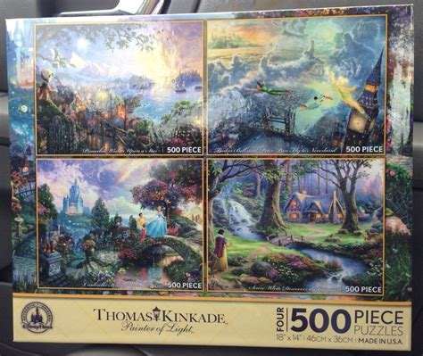 Disney Thomas Kinkade Set Of 4 500 Piece Puzzles Puzzle New