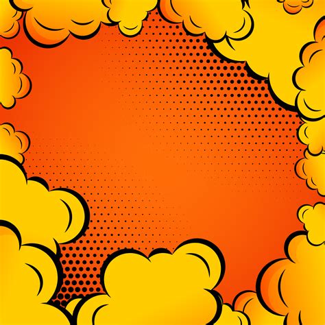 Comic Clouds On Orange Background Download Free Vector Art Stock