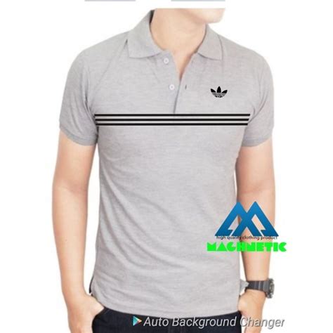 Jual Polo Shirt Kaos Kerah Pria Katun Adidas Bergaris Shopee Indonesia