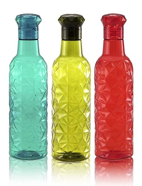 Easymart Crystal Plastic Bottle Set Of 6 1000 Ml Transparent Bottle