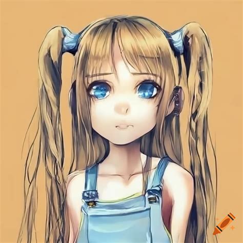 Anime Girl With Long Blonde Pigtails And Blue Eyes
