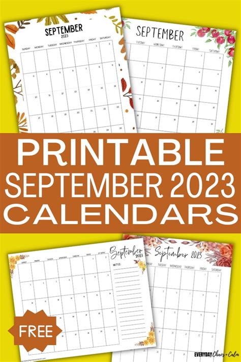Free Printable September 2023 Calendars