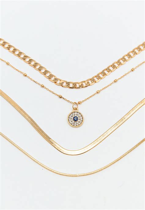 Multi Layered Gold Chain Necklace With Charm Shop Necklaces At Papaya