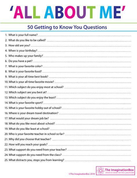 All About Me Questionnaire A Fun Back To School Getting To Know You