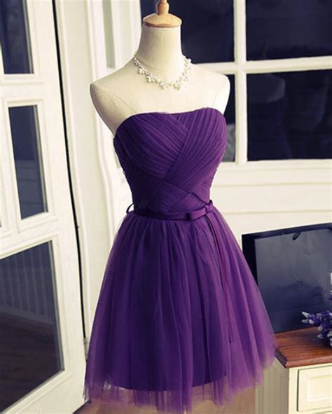 Lovely Dark Purple Tulle Homecoming Dress 2019 Short Formal Dress