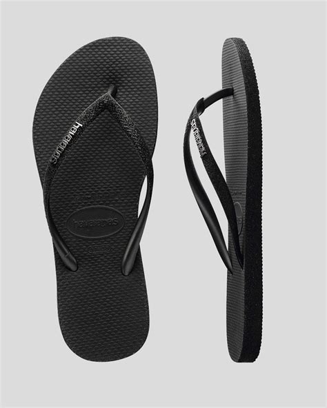 Shop Havaianas Slim Sparkle Thongs In Black Fast Shipping And Easy Returns City Beach Australia