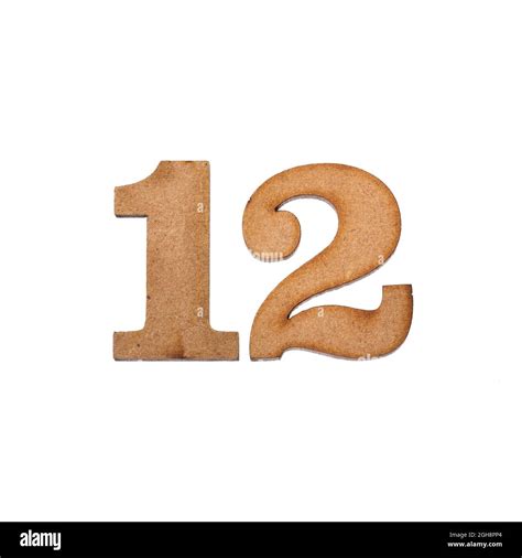 Number Twelve 12 Piece Of Wood Isolated On White Background Stock