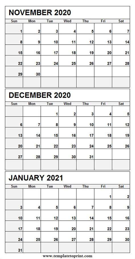 Calendar November 2021 Print November 2020 To April 2021 Calendar