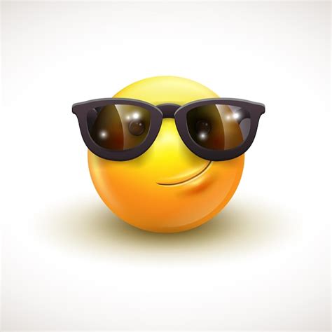 Lindo Emoticon Sonriente Con Gafas De Sol Negras Emoji Smiley