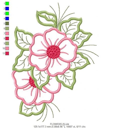 Flowers Embroidery Designs Flower Embroidery Design Machine Etsy