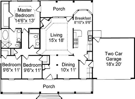 Two bedroom apartment floor plan larksfield place. Cottage Style House Plan - 3 Beds 2 Baths 1500 Sq/Ft Plan ...