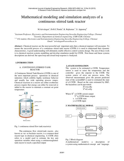 Continuous stirred tank reactors or cstrs for short, are the most basic continuous reactors used in chemical processes. (PDF) Mathematical modeling and simulation analyzes of a ...