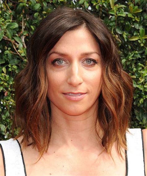 Chelsea Peretti Medium Wavy Brunette And Red Two Tone Hairstyle
