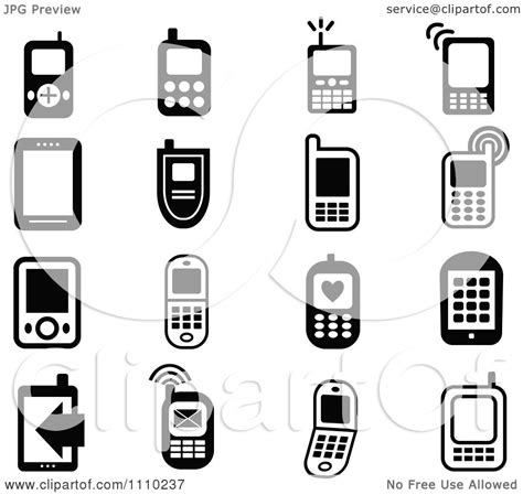 Clipart Black And White Cell Phone Icons Royalty Free Vector