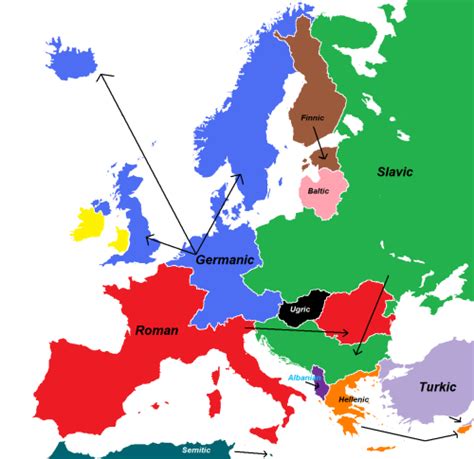 Simplified Map Of European Language Families Language Map