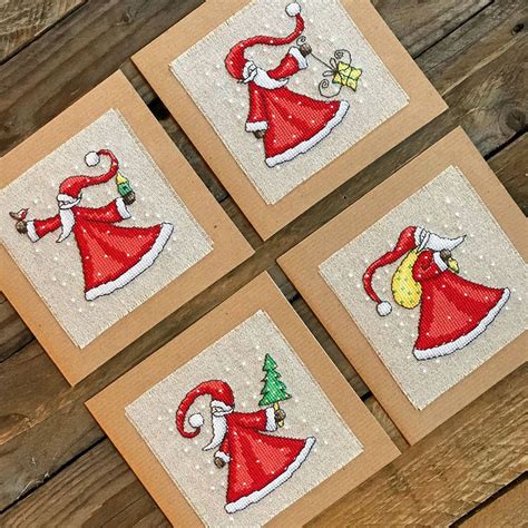 Nordic Santa Christmas Cards Christmas Cross Stitch Pdf Etsy