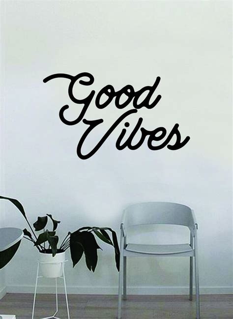 Good Vibes Cursive Quote Wall Decal Sticker Bedroom Living Room Art