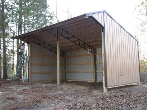 16x24 Run In Shelter Loafing Shed With Steel Truss And Metal Roofing