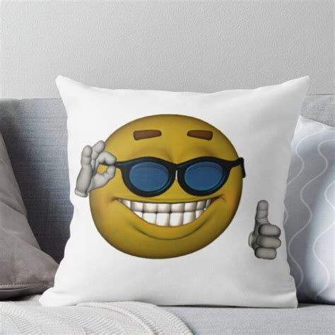 Smiley Face Sunglasses Thumbs Up Emoji Meme Face Throw Pillow By