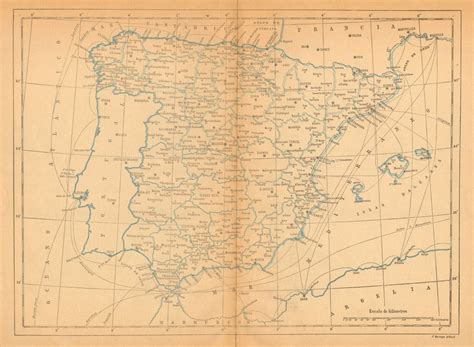 Spain EspaÑa Mapa Antiguo 1914 Old Antique Vintage Plan Chart