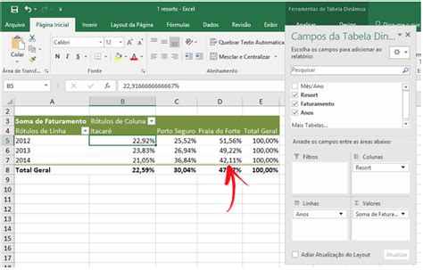 Atirei o Pau no Gráfico Tabela Dinâmica do Excel cálculo de percentuais