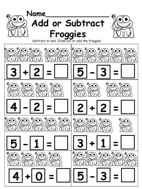 Adding And Subtracting Numbers Worksheet Kindergarden
