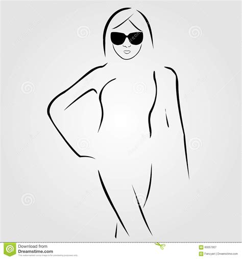Desenho Abstrato De Uma Mulher Do Nude Ilustração do Vetor Ilustração de perfil recuo