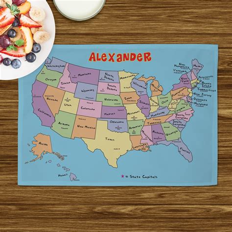 Usa Place Mat For Kids Personalized Usa Place Mat For Kids