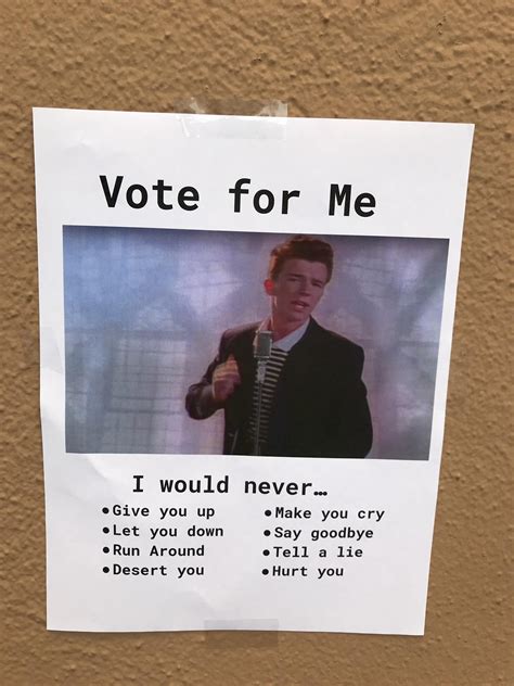 A Sign On The Side Of A Building That Says Vote For Me I Would Never