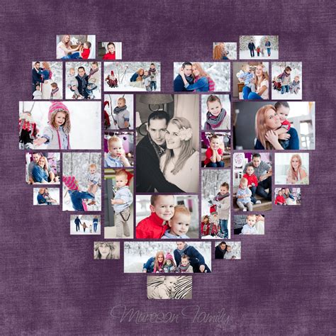 Heart Photo Collage Template Psd Wedding T Anniversary Etsy 写真